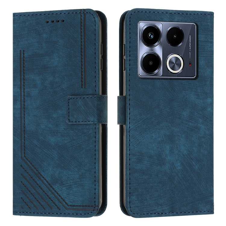 Custodia per telefono in pelle con motivo a righe Skin Feel con cordino, For Infinix Hot 50 Pro+ 4G, For Infinix Note 40 5G, For Infinix GT 20 Pro, For Infinix Note 40 Pro 4G / 5G