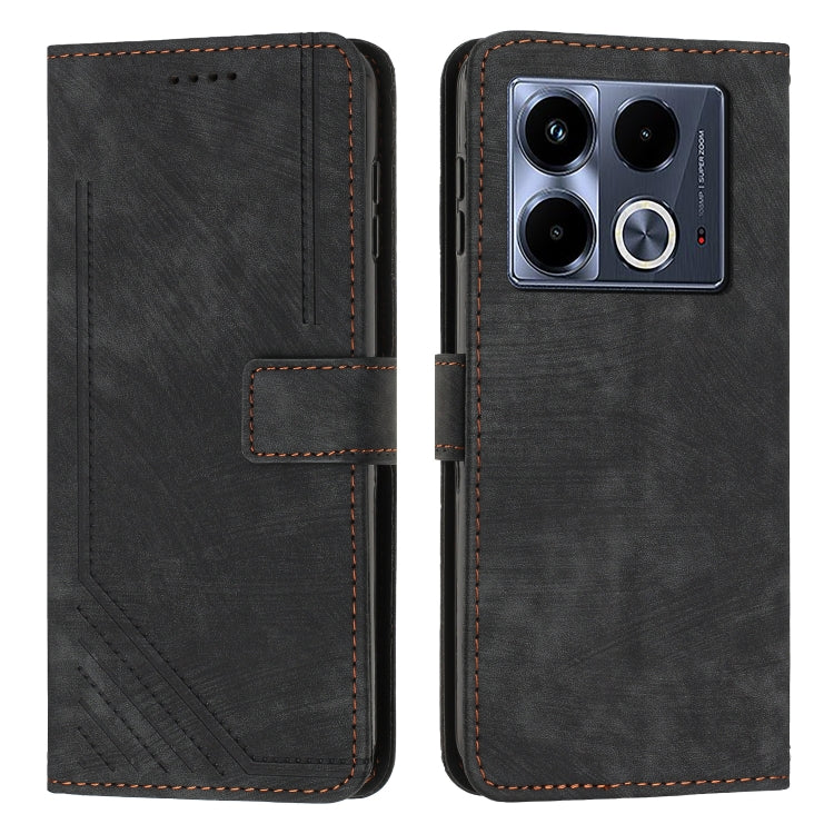 Custodia per telefono in pelle con motivo a righe Skin Feel con cordino, For Infinix Hot 50 Pro+ 4G, For Infinix Note 40 5G, For Infinix GT 20 Pro, For Infinix Note 40 Pro 4G / 5G