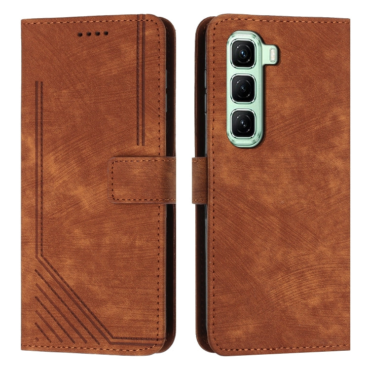 Custodia per telefono in pelle con motivo a righe Skin Feel con cordino, For Infinix Note 50 Pro+, For Infinix Note 50 4G / 50 Pro 4G, For Infinix Hot 50 Pro 4G, For Infinix Hot 50i
