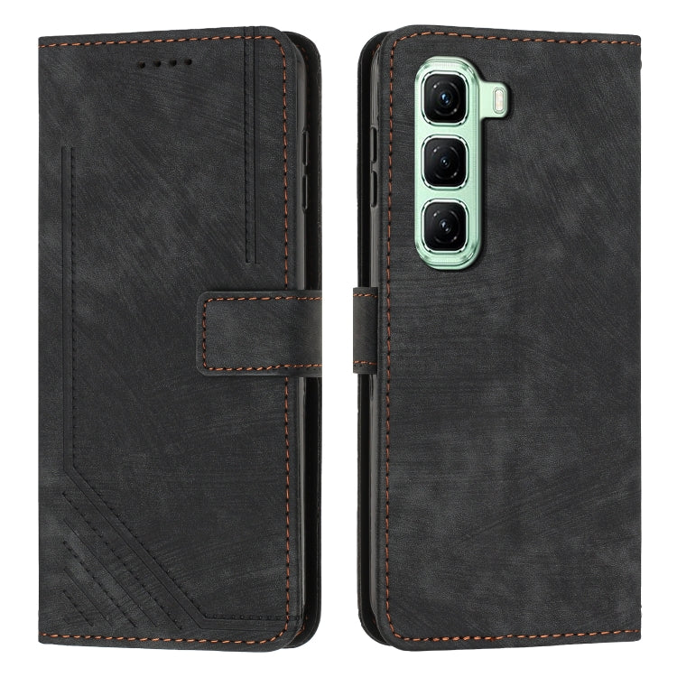 Custodia per telefono in pelle con motivo a righe Skin Feel con cordino, For Infinix Note 50 Pro+, For Infinix Note 50 4G / 50 Pro 4G, For Infinix Hot 50 Pro 4G, For Infinix Hot 50i
