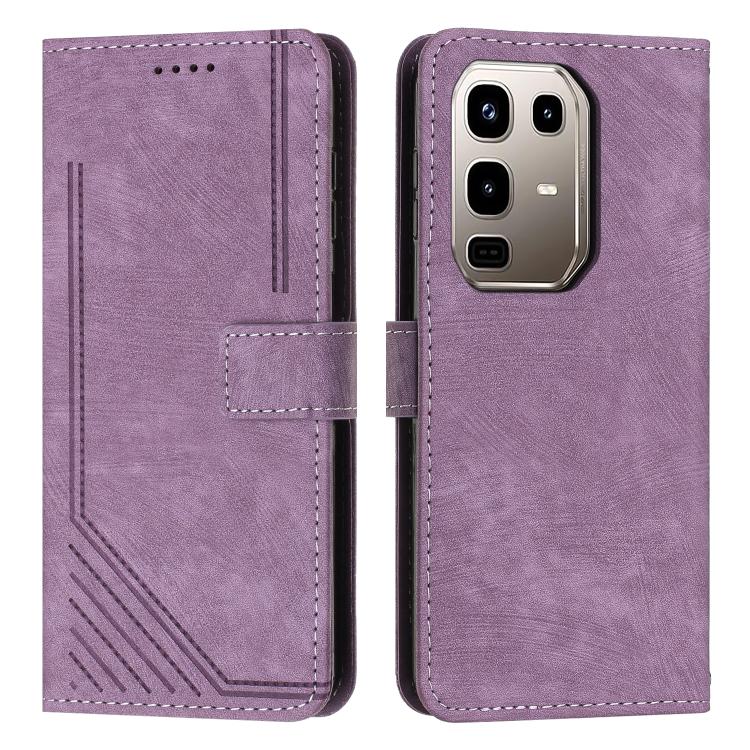 Custodia per telefono in pelle con motivo a righe Skin Feel con cordino, For Infinix Smart 10 4G, For Infinix GT 30 Pro, For Infinix Note 50s, For Infinix Note 50x