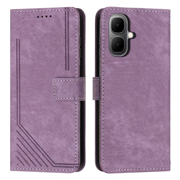 Custodia per telefono in pelle con motivo a righe Skin Feel con cordino, For Infinix Smart 10 4G, For Infinix GT 30 Pro, For Infinix Note 50s, For Infinix Note 50x