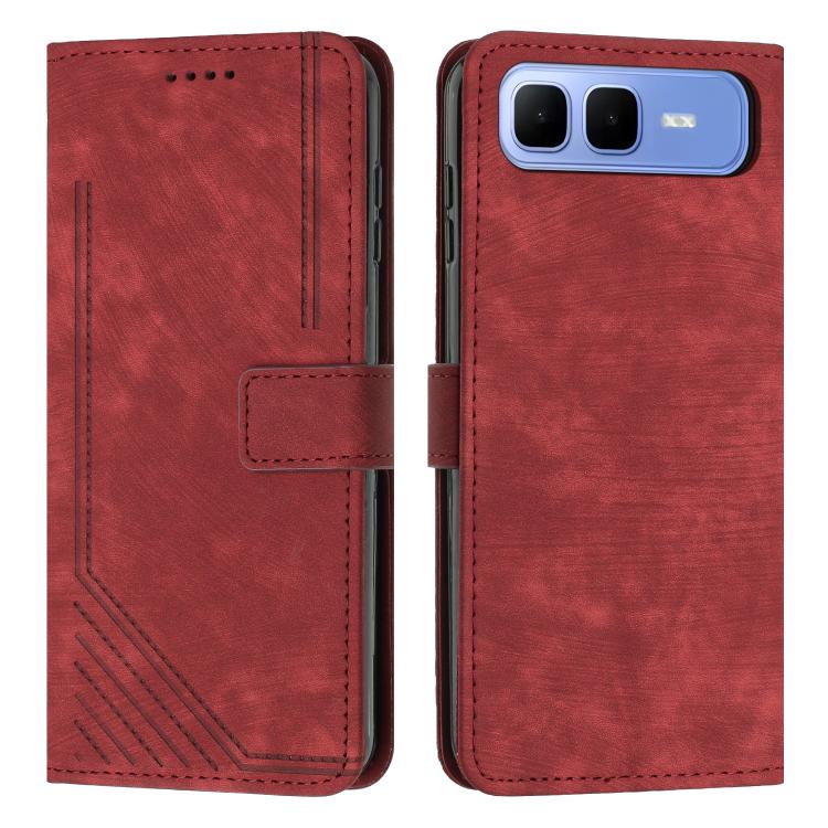 Custodia per telefono in pelle con motivo a righe Skin Feel con cordino, For Infinix Hot 60 4G / Hot 60i 4G, For Infinix Hot 60 Pro+ 4G, For Infinix Hot 60 Pro 4G, For Infinix Smart 10 Plus 4G