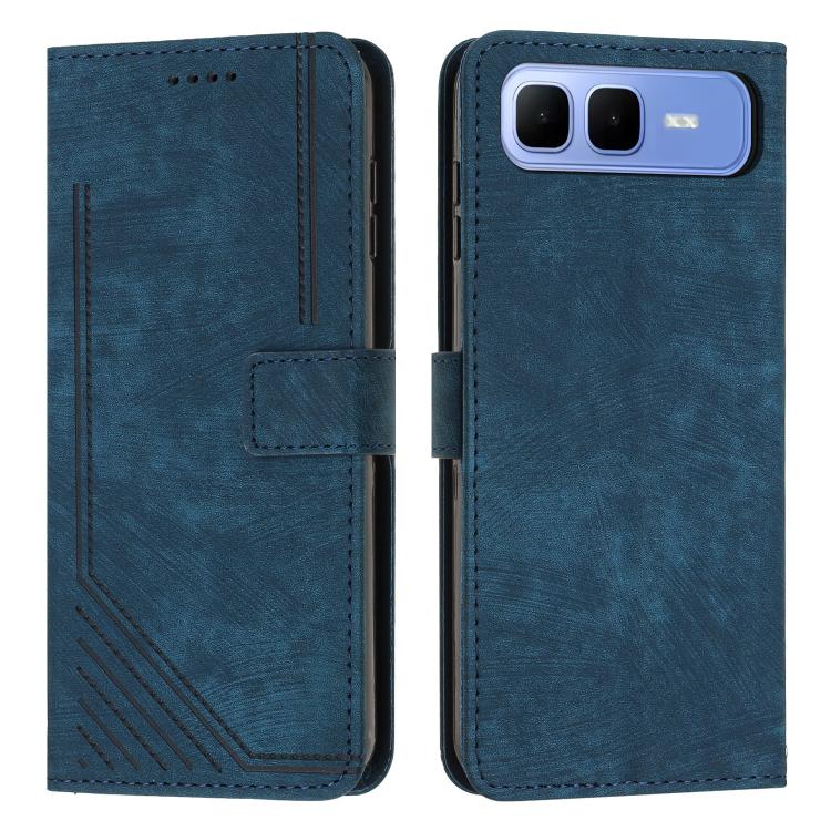 Custodia per telefono in pelle con motivo a righe Skin Feel con cordino, For Infinix Hot 60 4G / Hot 60i 4G, For Infinix Hot 60 Pro+ 4G, For Infinix Hot 60 Pro 4G, For Infinix Smart 10 Plus 4G