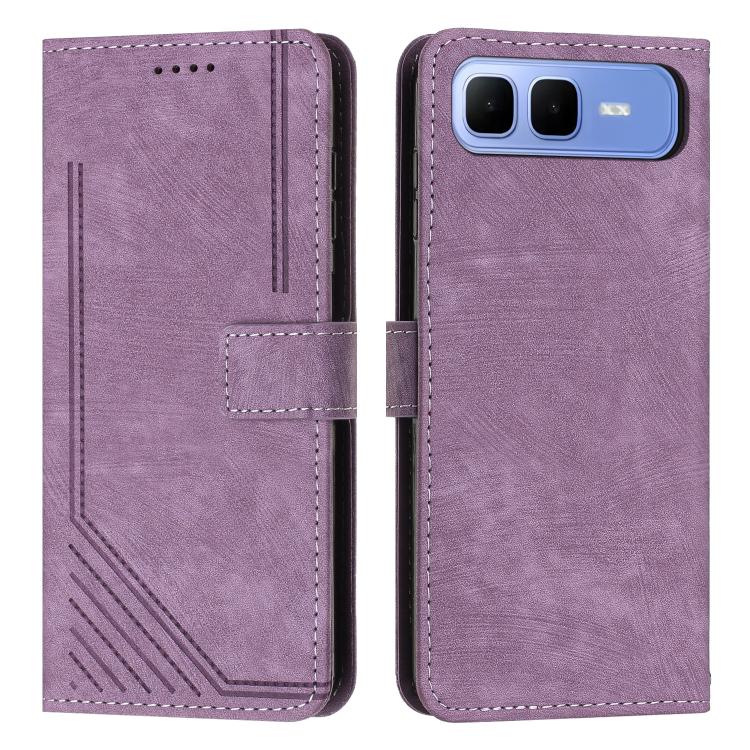 Custodia per telefono in pelle con motivo a righe Skin Feel con cordino, For Infinix Hot 60 4G / Hot 60i 4G, For Infinix Hot 60 Pro+ 4G, For Infinix Hot 60 Pro 4G, For Infinix Smart 10 Plus 4G