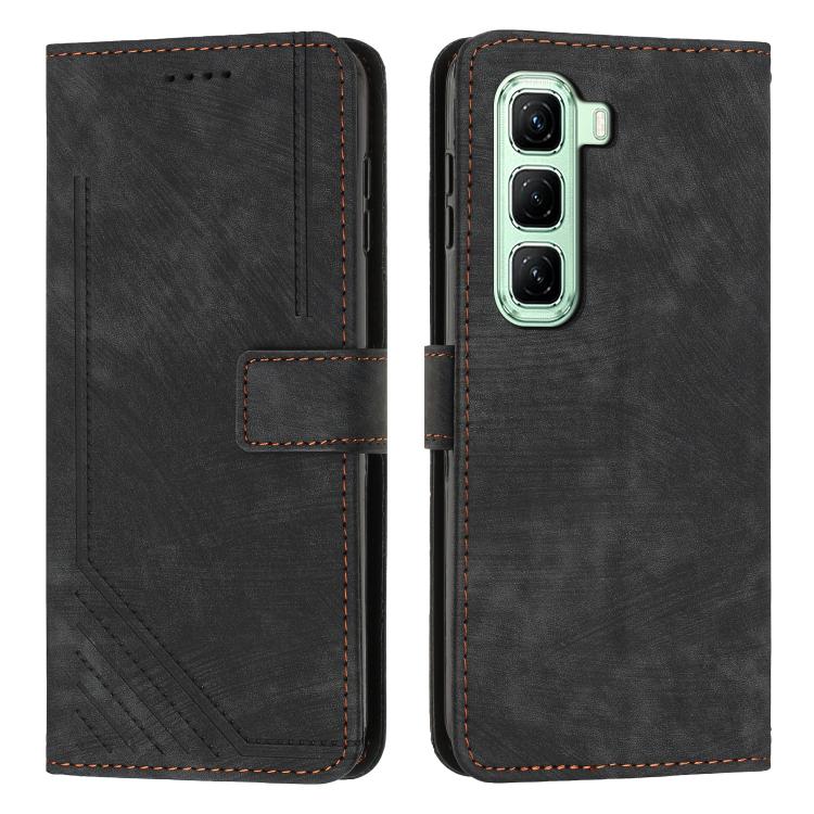 Custodia per telefono in pelle con motivo a righe Skin Feel con cordino, For Infinix Hot 60 4G / Hot 60i 4G, For Infinix Hot 60 Pro+ 4G, For Infinix Hot 60 Pro 4G, For Infinix Smart 10 Plus 4G