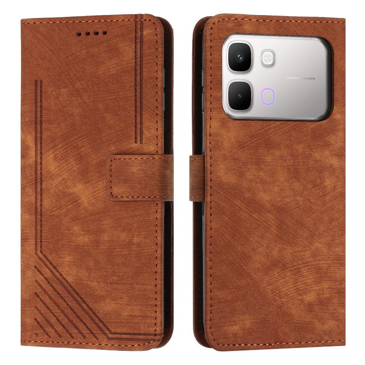 Custodia per telefono in pelle con motivo a righe Skin Feel con cordino, For Infinix Hot 70 5G, For Infinix Note Edge 5G, For Infinix Smart 20 4G, For Infinix Note 60 / 60 Pro 5G