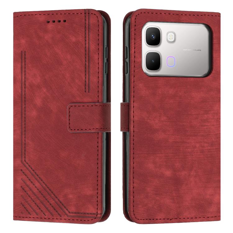 Custodia per telefono in pelle con motivo a righe Skin Feel con cordino, For Infinix Hot 70 5G, For Infinix Note Edge 5G, For Infinix Smart 20 4G, For Infinix Note 60 / 60 Pro 5G