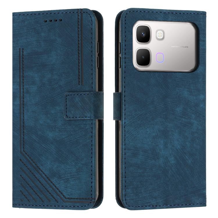Custodia per telefono in pelle con motivo a righe Skin Feel con cordino, For Infinix Hot 70 5G, For Infinix Note Edge 5G, For Infinix Smart 20 4G, For Infinix Note 60 / 60 Pro 5G