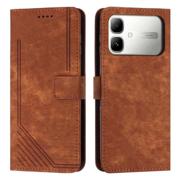 Custodia per telefono in pelle con motivo a righe Skin Feel con cordino, For Infinix Hot 70 5G, For Infinix Note Edge 5G, For Infinix Smart 20 4G, For Infinix Note 60 / 60 Pro 5G