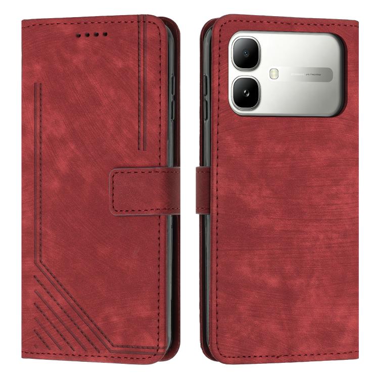 Custodia per telefono in pelle con motivo a righe Skin Feel con cordino, For Infinix Hot 70 5G, For Infinix Note Edge 5G, For Infinix Smart 20 4G, For Infinix Note 60 / 60 Pro 5G