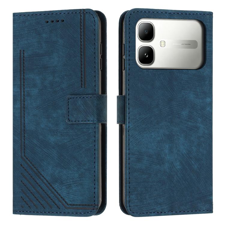 Custodia per telefono in pelle con motivo a righe Skin Feel con cordino, For Infinix Hot 70 5G, For Infinix Note Edge 5G, For Infinix Smart 20 4G, For Infinix Note 60 / 60 Pro 5G