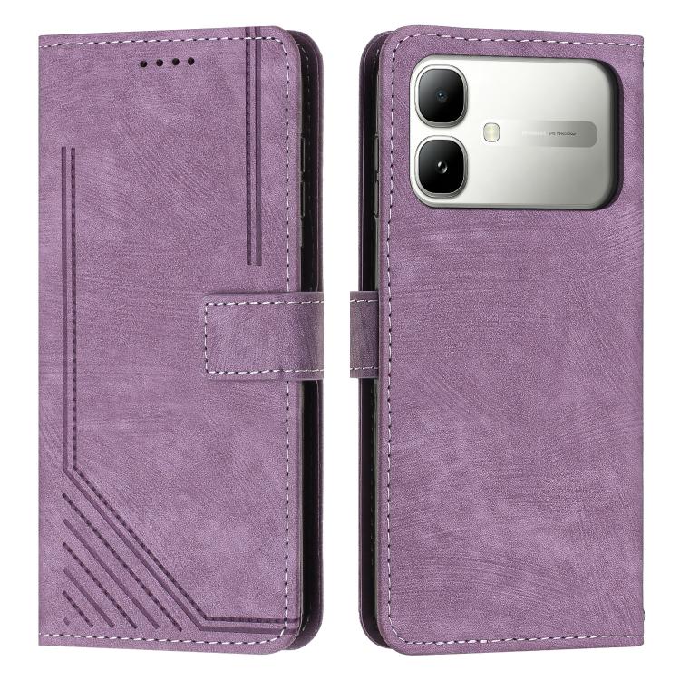 Custodia per telefono in pelle con motivo a righe Skin Feel con cordino, For Infinix Hot 70 5G, For Infinix Note Edge 5G, For Infinix Smart 20 4G, For Infinix Note 60 / 60 Pro 5G