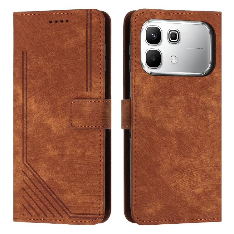 Custodia per telefono in pelle con motivo a righe Skin Feel con cordino, For Infinix Hot 70 5G, For Infinix Note Edge 5G, For Infinix Smart 20 4G, For Infinix Note 60 / 60 Pro 5G
