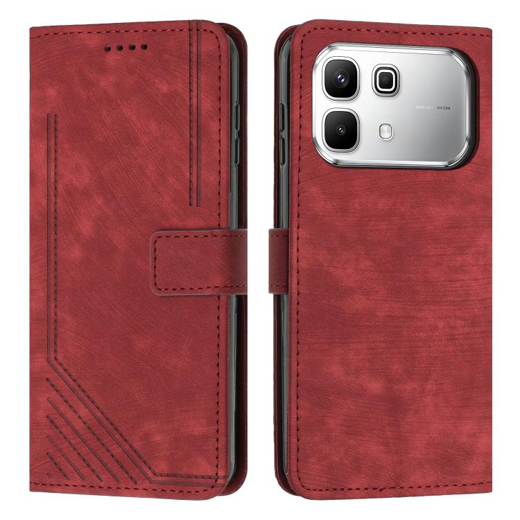 Custodia per telefono in pelle con motivo a righe Skin Feel con cordino, For Infinix Hot 70 5G, For Infinix Note Edge 5G, For Infinix Smart 20 4G, For Infinix Note 60 / 60 Pro 5G