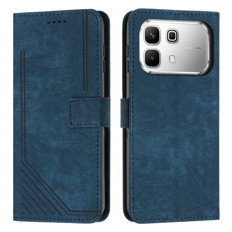Custodia per telefono in pelle con motivo a righe Skin Feel con cordino, For Infinix Hot 70 5G, For Infinix Note Edge 5G, For Infinix Smart 20 4G, For Infinix Note 60 / 60 Pro 5G