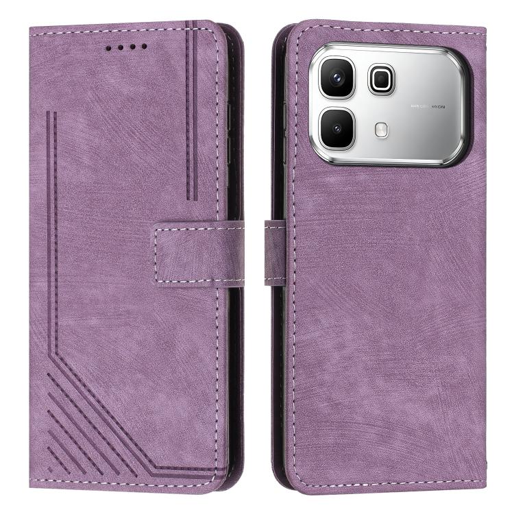 Custodia per telefono in pelle con motivo a righe Skin Feel con cordino, For Infinix Hot 70 5G, For Infinix Note Edge 5G, For Infinix Smart 20 4G, For Infinix Note 60 / 60 Pro 5G