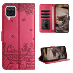 Custodia portafoglio in pelle con motivo gatto per Samsung Galaxy