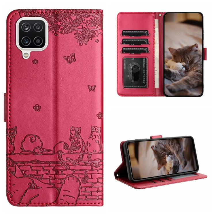 Custodia portafoglio in pelle con motivo gatto per Samsung Galaxy