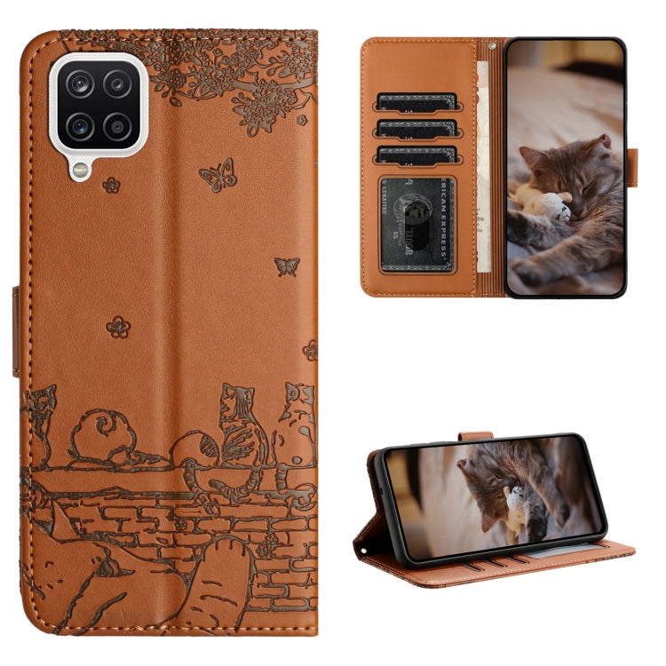 Custodia portafoglio in pelle con motivo gatto per Samsung Galaxy