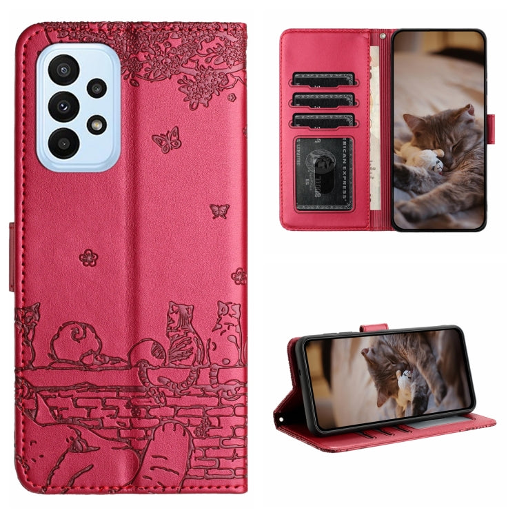 Custodia portafoglio in pelle con motivo gatto per Samsung Galaxy