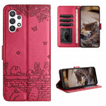 Custodia portafoglio in pelle con motivo gatto per Samsung Galaxy