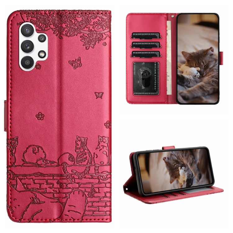 Custodia portafoglio in pelle con motivo gatto per Samsung Galaxy