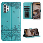 Custodia portafoglio in pelle con motivo gatto per Samsung Galaxy
