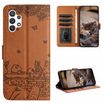 Custodia portafoglio in pelle con motivo gatto per Samsung Galaxy