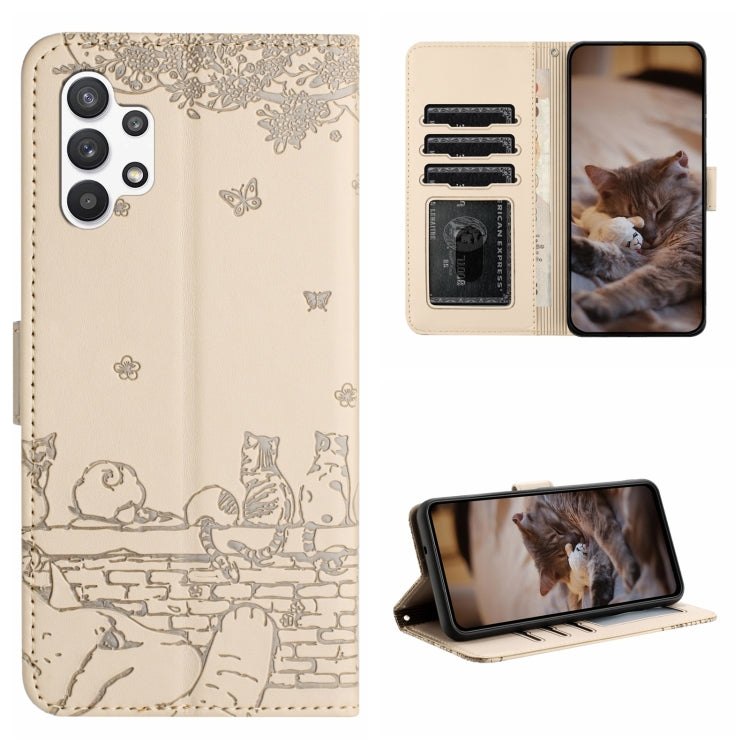Custodia portafoglio in pelle con motivo gatto per Samsung Galaxy