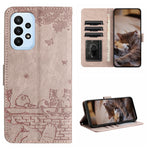 Custodia portafoglio in pelle con motivo gatto per Samsung Galaxy