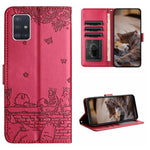 Custodia portafoglio in pelle con motivo gatto per Samsung Galaxy