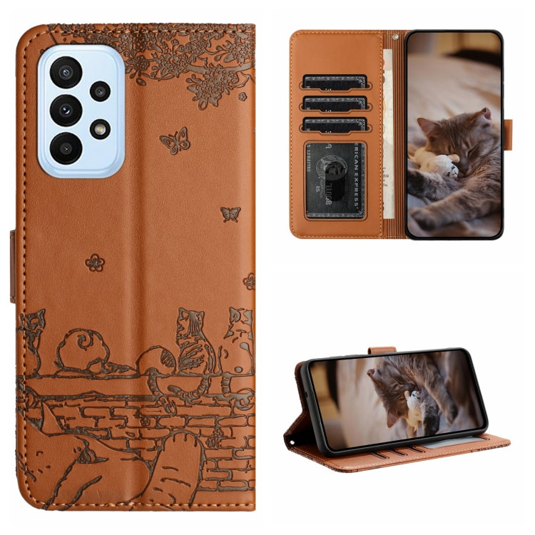 Custodia portafoglio in pelle con motivo gatto per Samsung Galaxy