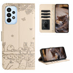 Custodia portafoglio in pelle con motivo gatto per Samsung Galaxy