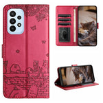 Custodia portafoglio in pelle con motivo gatto per Samsung Galaxy