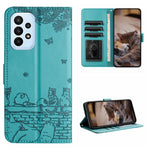 Custodia portafoglio in pelle con motivo gatto per Samsung Galaxy