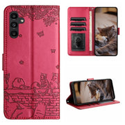 Custodia portafoglio in pelle con motivo gatto per Samsung Galaxy