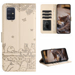 Custodia portafoglio in pelle con motivo gatto per Samsung Galaxy