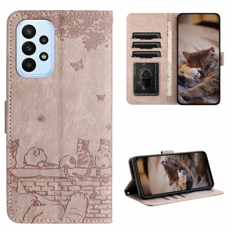 Custodia portafoglio in pelle con motivo gatto per Samsung Galaxy