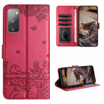 Custodia portafoglio in pelle con motivo gatto per Galaxy S23