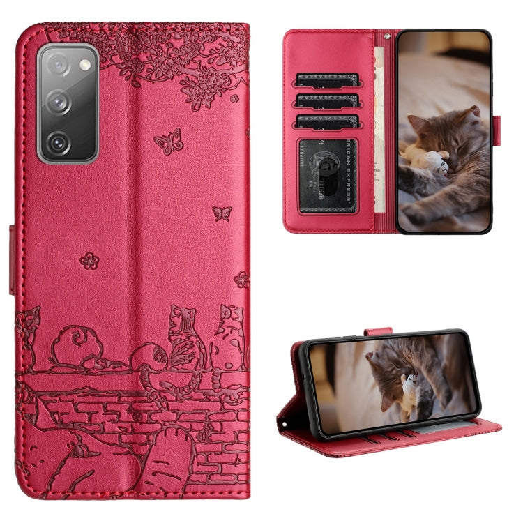 Custodia portafoglio in pelle con motivo gatto per Galaxy S23