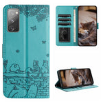 Custodia portafoglio in pelle con motivo gatto per Galaxy S23