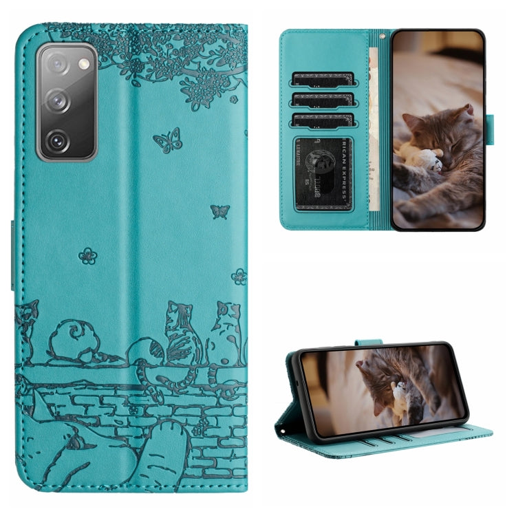 Custodia portafoglio in pelle con motivo gatto per Galaxy S23