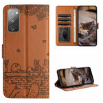 Custodia portafoglio in pelle con motivo gatto per Galaxy S23