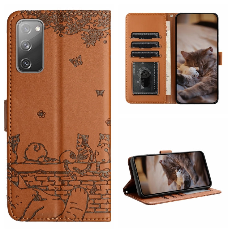 Custodia portafoglio in pelle con motivo gatto per Galaxy S23
