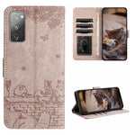 Custodia portafoglio in pelle con motivo gatto per Galaxy S23