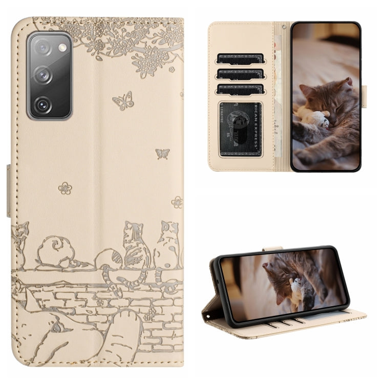 Custodia portafoglio in pelle con motivo gatto per Galaxy S23