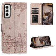 Custodia portafoglio in pelle con motivo gatto per Samsung Galaxy