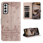 Custodia portafoglio in pelle con motivo gatto per Samsung Galaxy