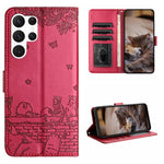 Custodia portafoglio in pelle con motivo gatto per Galaxy S23